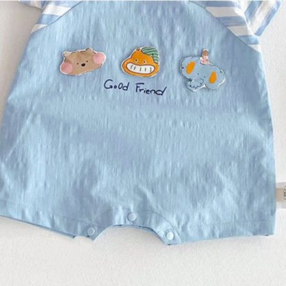 BUON AMICO Body estivo a righe azzurre con cartoni animati Baby Baby - image 5