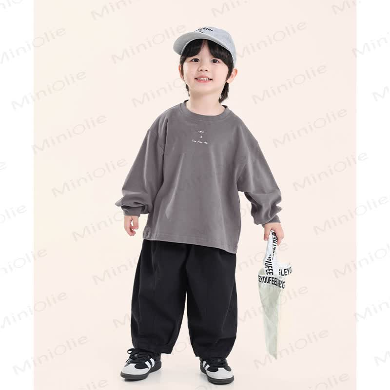 Pantaloni da jogging larghi a tinta unita per bambini piccoli - image 8