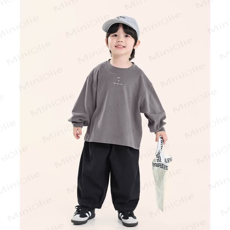 Pantaloni da jogging larghi a tinta unita per bambini piccoli - image 8