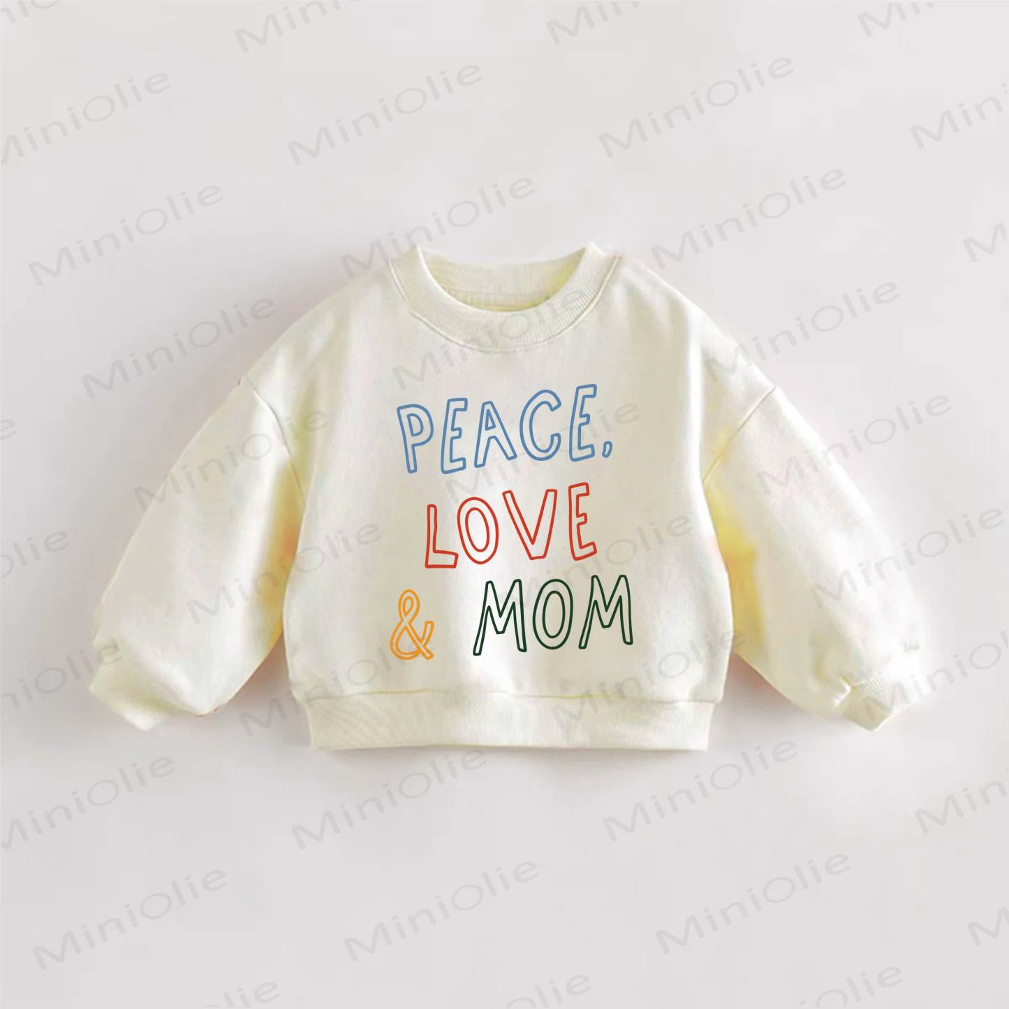 Felpa con slogan "PEACE, LOVE&MOM" per neonati e bambini piccoli - Crema - 3-5T - image 1