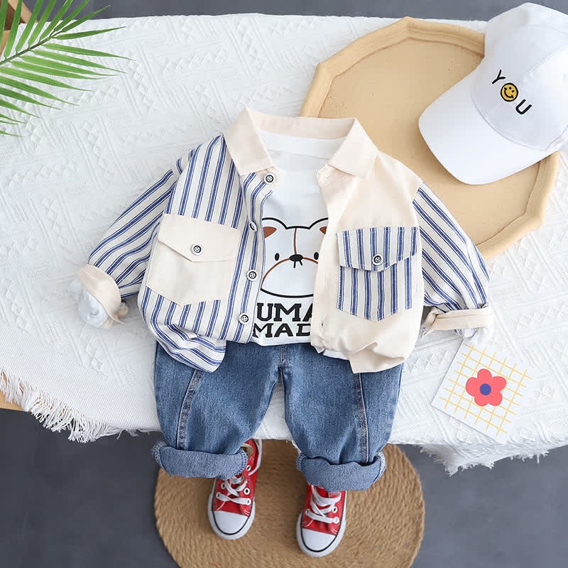Completo in denim 3 pezzi per bambini con orsetto HUMAN MADE - image 5