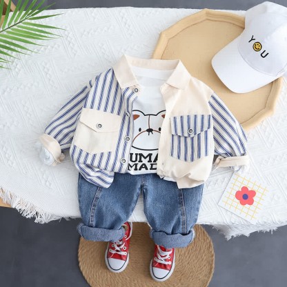 Completo in denim 3 pezzi per bambini con orsetto HUMAN MADE - image 5