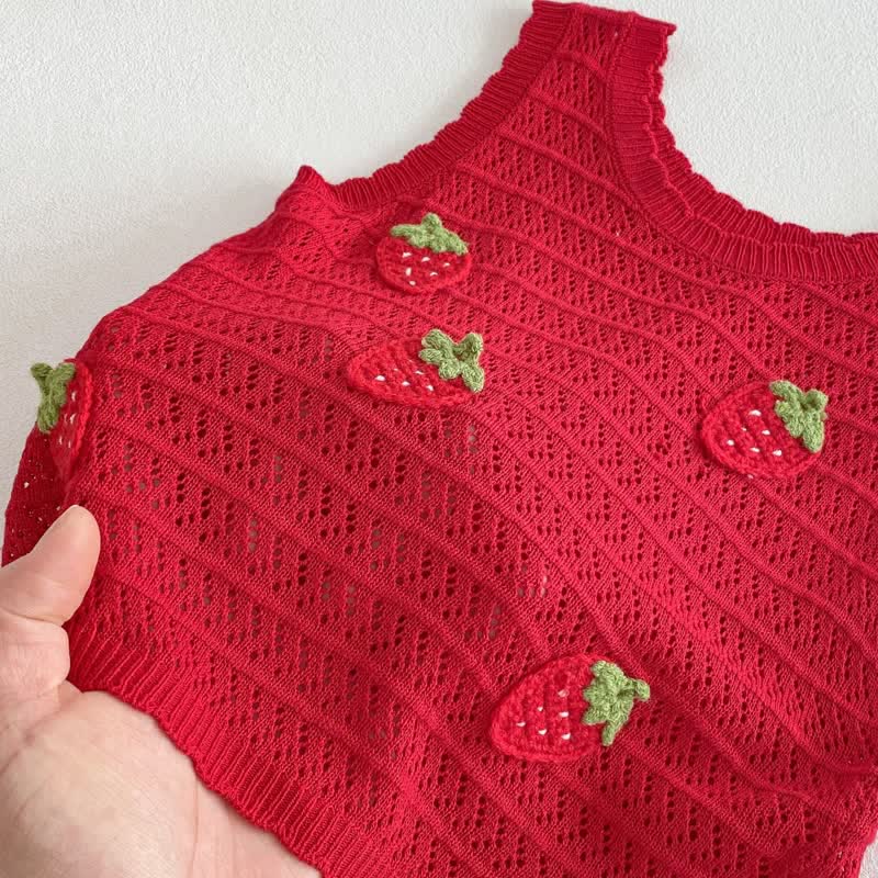 Canotta/pantaloncini in maglia a forma di fragola per neonati - image 8