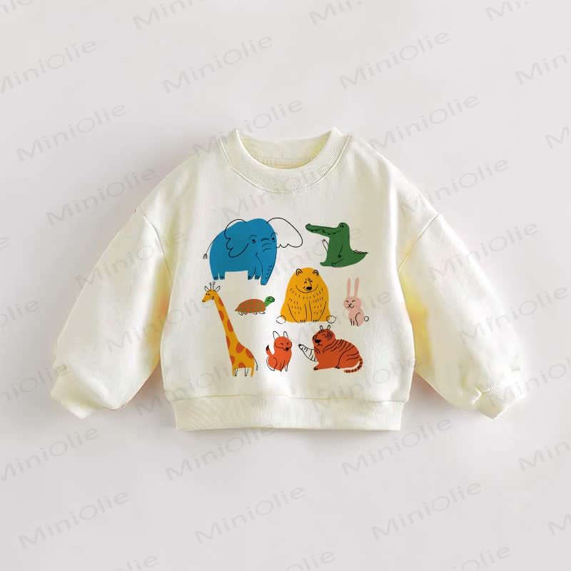Felpa per neonati e bambini con stampa animalier - Crema - 3-5T - image 1
