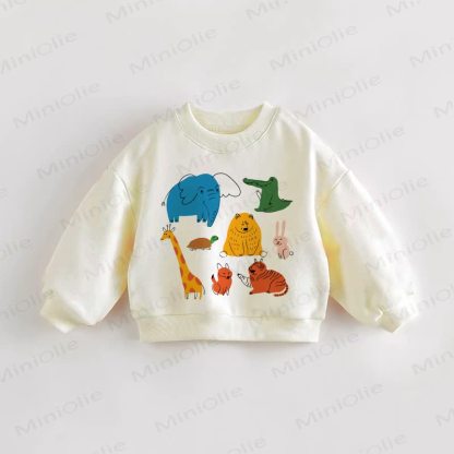 Felpa per neonati e bambini con stampa animalier - Crema - 3-5T - image 1