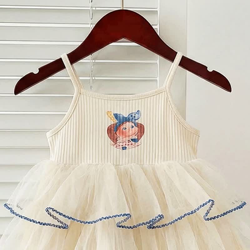 Vestito a balze con stampa a cartoni animati per bambina - image 5