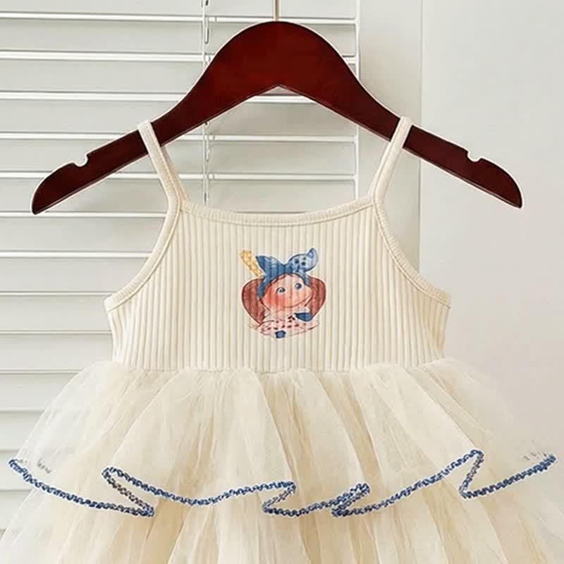 Vestito a balze con stampa a cartoni animati per bambina - image 5