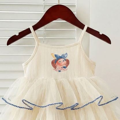 Vestito a balze con stampa a cartoni animati per bambina - image 5