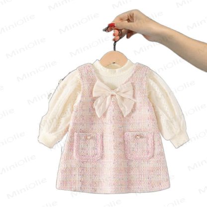 Vestito finto da 2 pezzi con tasca a fiocco per neonato - image 3