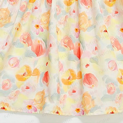 Vestito senza maniche in cotone con stampa floreale e fiocco per bambina - image 5