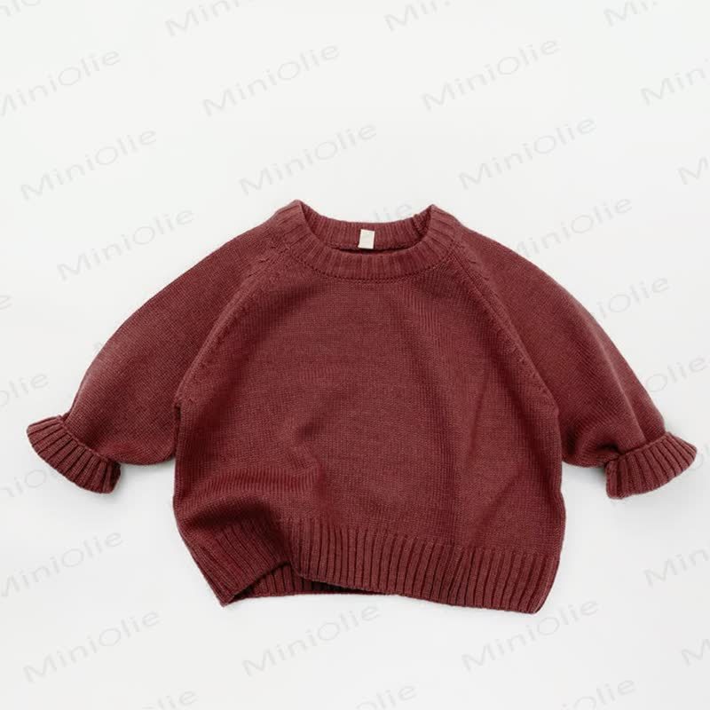 Maglione lavorato a maglia a girocollo tinta unita per bambini - Rosso chiaro - 8 anni - image 7