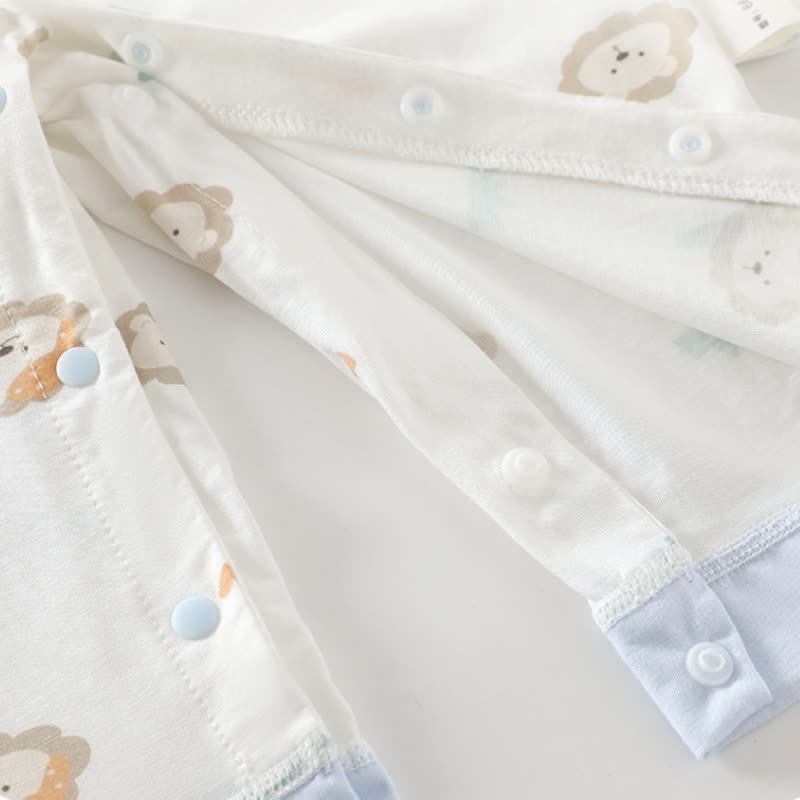 Tutina pigiamino bianco per neonati con stampa animalier - image 6