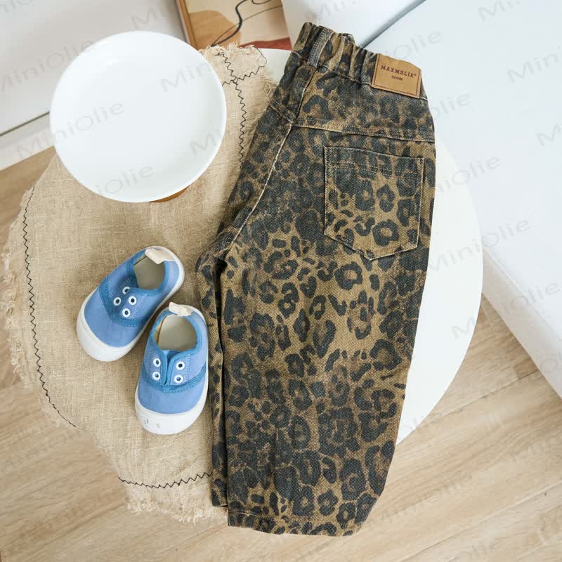 Pantaloni jeans con stampa leopardata per bambini - image 3