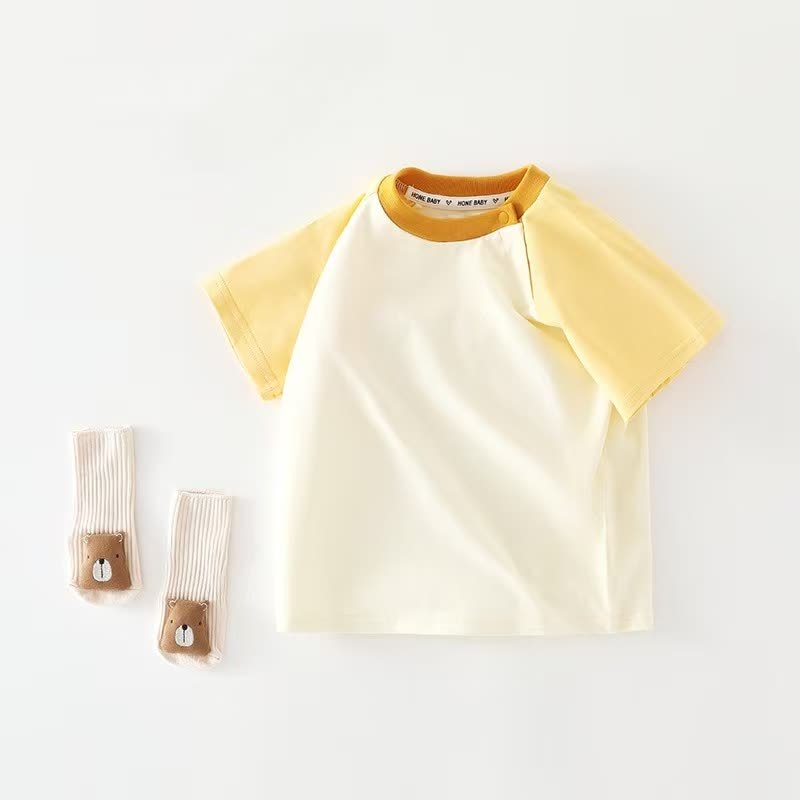 T-shirt raglan con bottoni sulle spalle per neonati e bambini piccoli - Giallo - 4-5T - image 4