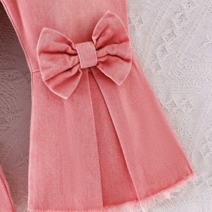 Completo in denim con fiocchi a farfalla per neonato, 2 pezzi - image 13