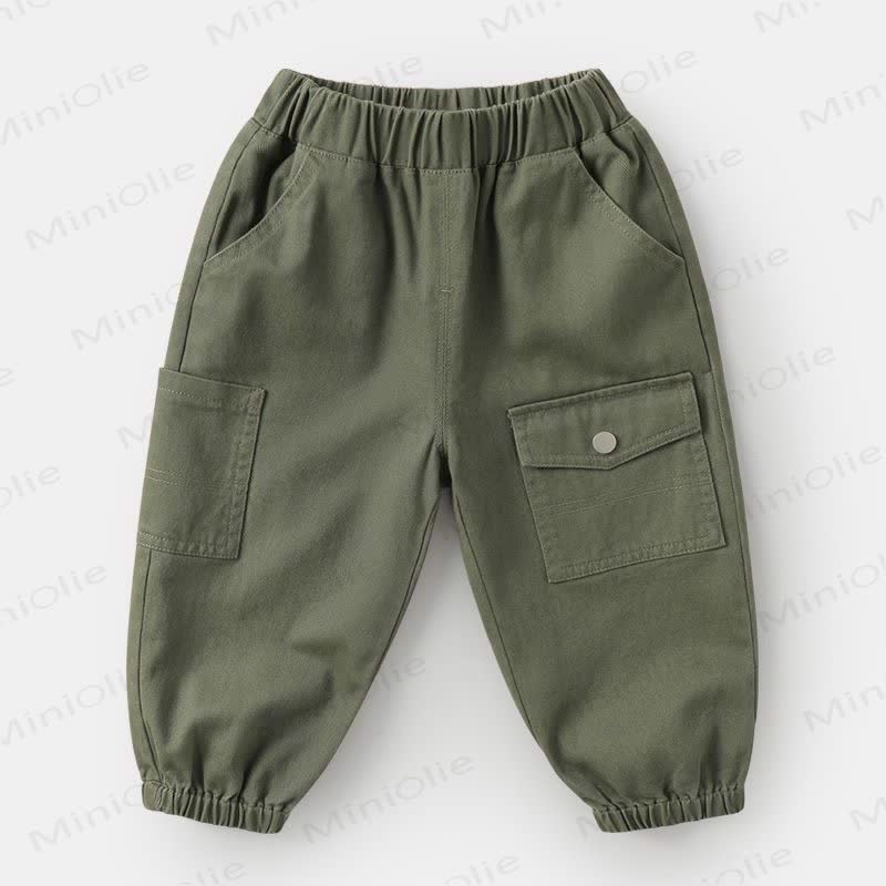 Pantaloni da lavoro con tasca applicata, tinta unita, per bambini piccoli - Verde - 7-10T - image 5