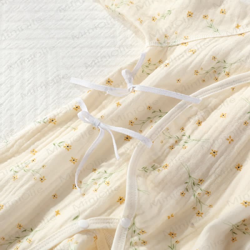 Tutina kimono beige con motivo orchidea e margherita per bambina - image 8