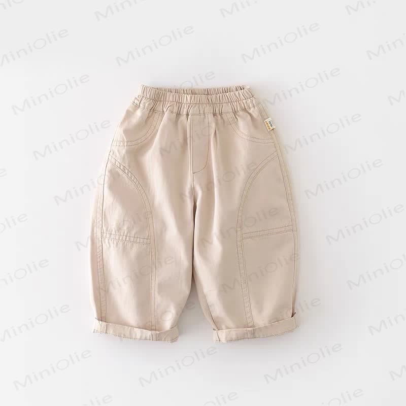 Pantaloni larghi tinta unita per neonati e bambini - Beige - 5-7T - image 6