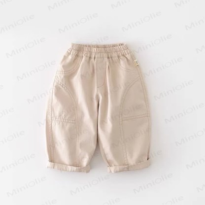 Pantaloni larghi tinta unita per neonati e bambini - Beige - 5-7T - image 6