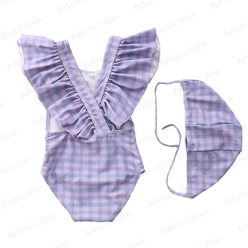 Costume da bagno per bambina a righe, quadri, stampa frutta e pois - Viola - 4-5T - image 10