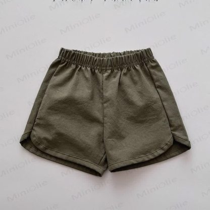 Pantaloncini in lino con fiocco a quadri per neonati e bambini - Verde militare - 5-7T - image 8