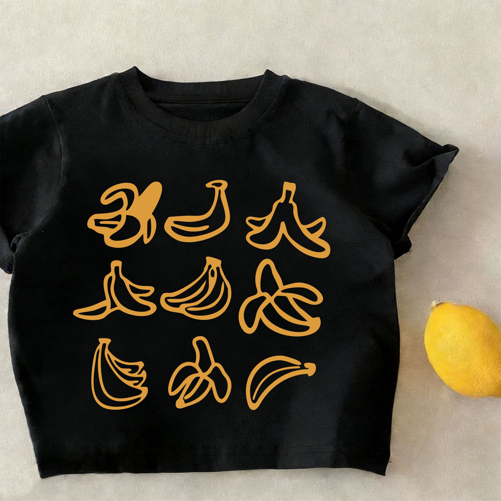 Maglietta nera per bambini con stampa di banane - Nero - 6-7T - image 1