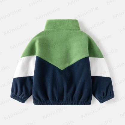 Cappotto con cerniera in pile color block per bambini - image 4