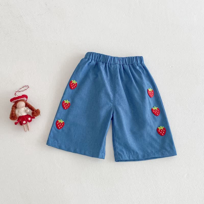 Canotta/pantaloncini in maglia a forma di fragola per neonati - Pantaloncini blu - 3-5T - image 16