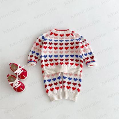 Maglione e pantaloni a forma di cuore colorato per neonati e bambini - image 5