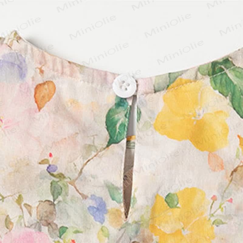 Vestito senza maniche rosa con fiocco floreale per bambina - image 5