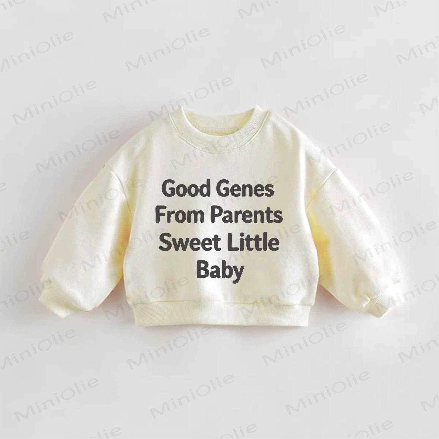 BUONI GENI DAI GENITORI DOLCE PICCOLO BAMBINO Felpa con slogan per neonati - Crema - 3-5T - image 1