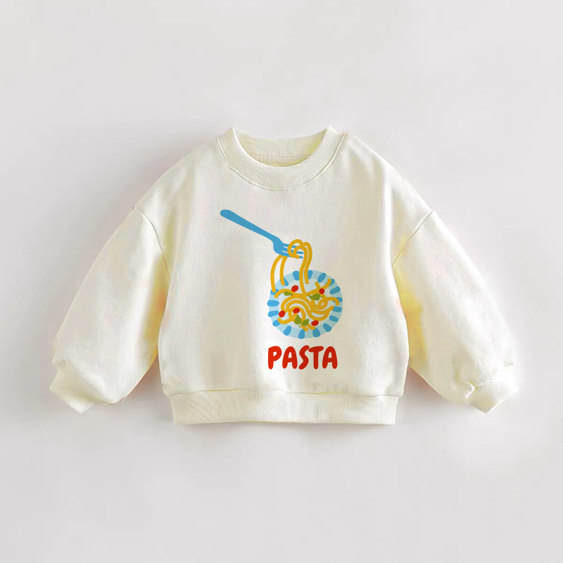 Felpa stampata PASTA per neonati e bambini - Crema - 3-5T - image 1