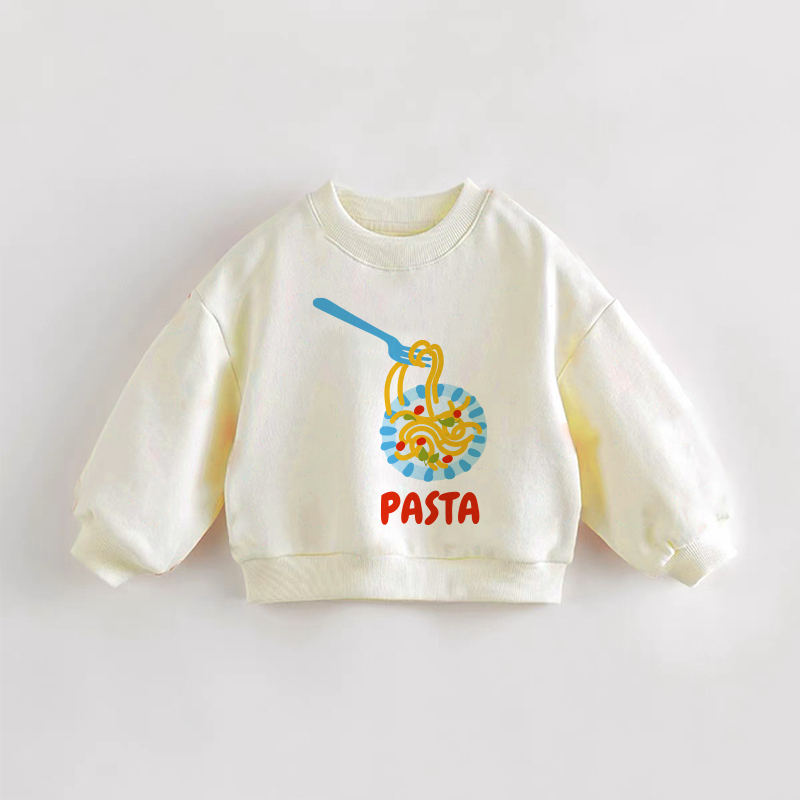 Felpa stampata PASTA per neonati e bambini - Crema - 3-5T - image 1