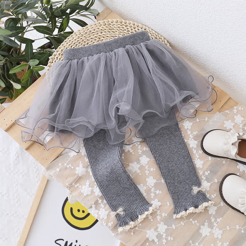 Leggings con fiocco in tulle con gonna per bambina - Grigio - 8 anni - image 4