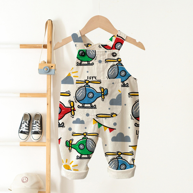 Tutina beige per neonati e bambini piccoli con stampa di elicotteri - Beige - 3-5T - image 1