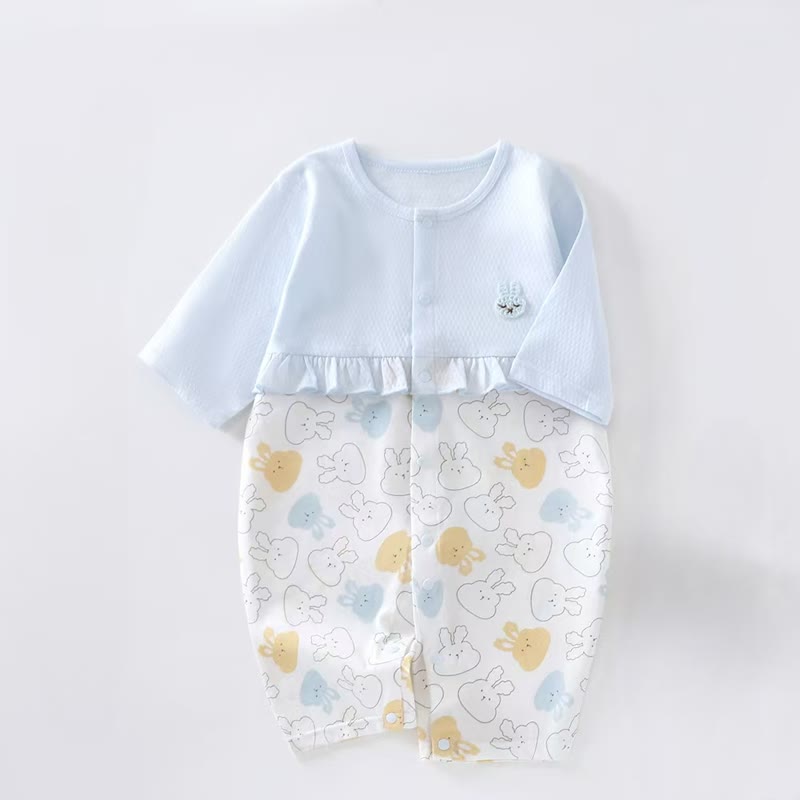 Tutina da neonato con stampa floreale e coniglietto con volant. - Coniglio blu - 12-18 mesi - image 4