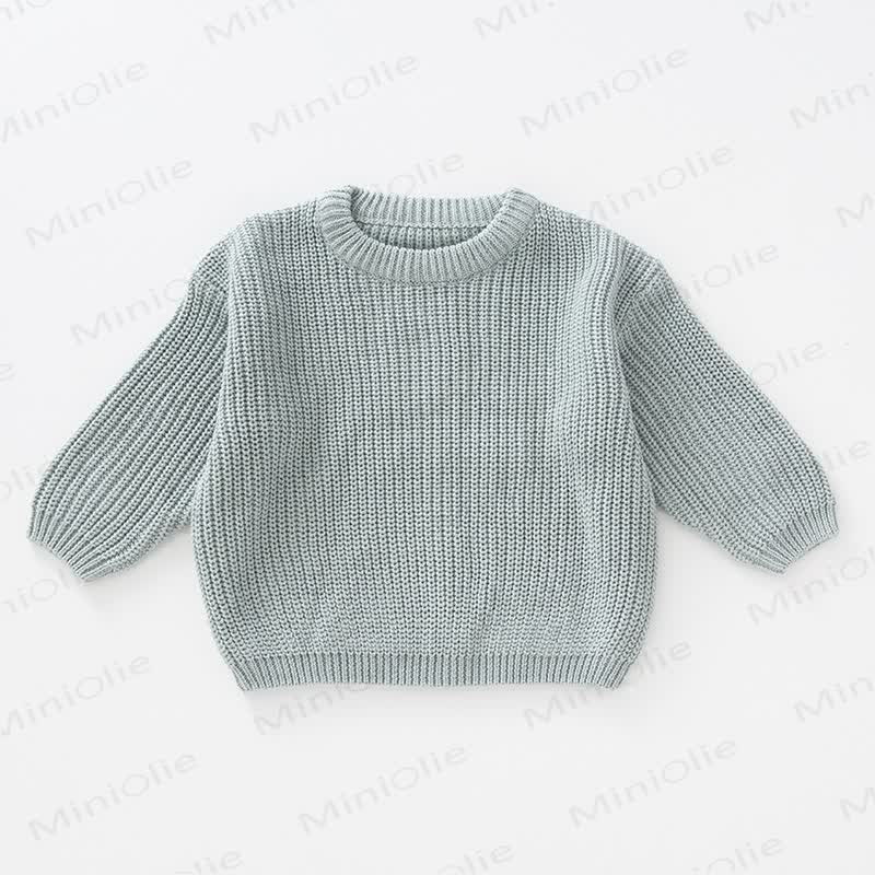 Maglione semplice in tinta unita lavorato a maglia per bambini - Blu - 4-5T - image 9