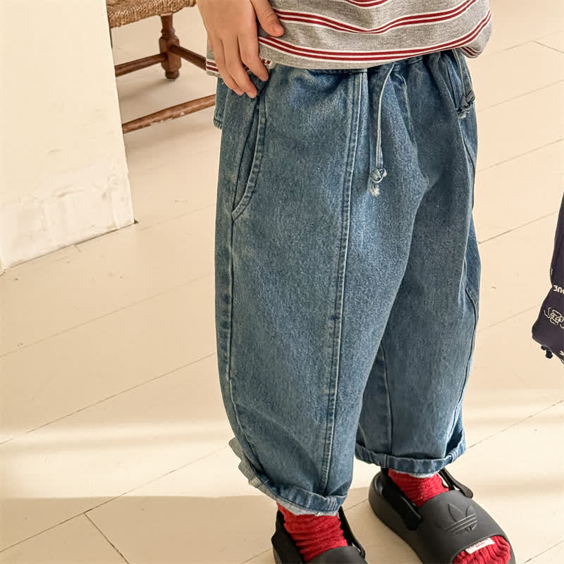 Pantaloni larghi in denim lavato per bambini piccoli - image 18