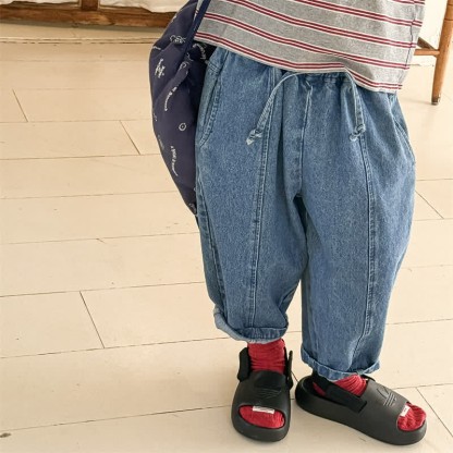 Pantaloni larghi in denim lavato per bambini piccoli - image 19