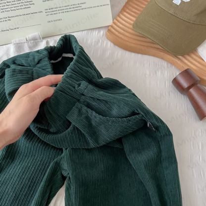 Pantaloni in velluto a coste tinta unita per bambini piccoli - image 8