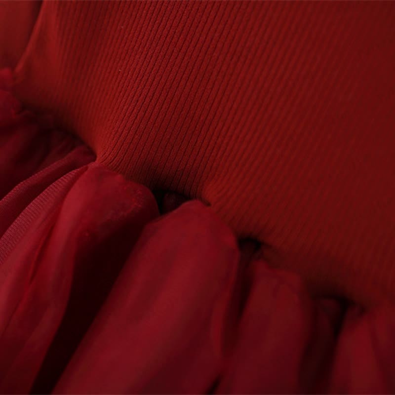 Vestito in rete con fiocco e perline per bambina - image 8