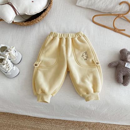 Pantaloni da jogging foderati in pile con motivo animali per neonati e bambini - Beige - 5-7T - image 13