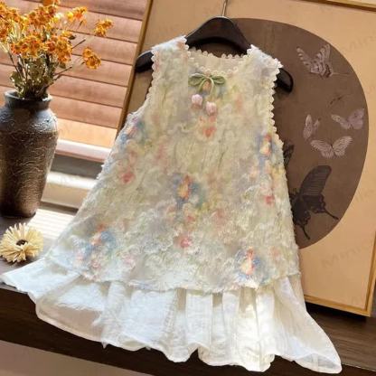 Vestito senza maniche con fiori multicolori per bambina - image 3