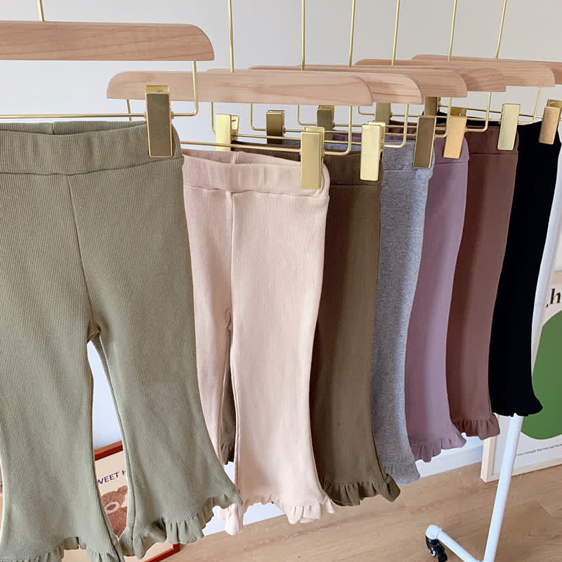 Pantaloni a zampa d'elefante tinta unita per bambini - image 5