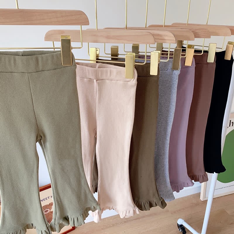 Pantaloni a zampa d'elefante tinta unita per bambini - image 5