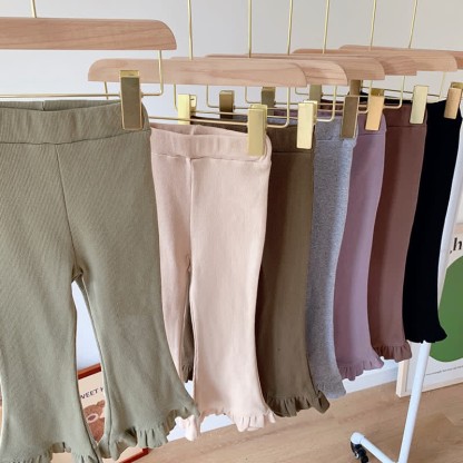 Pantaloni a zampa d'elefante tinta unita per bambini - image 5