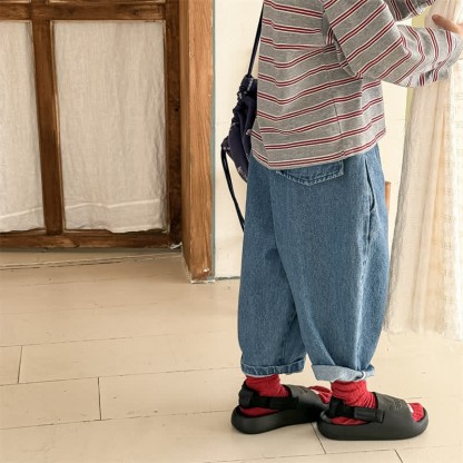 Pantaloni larghi in denim lavato per bambini piccoli - image 22