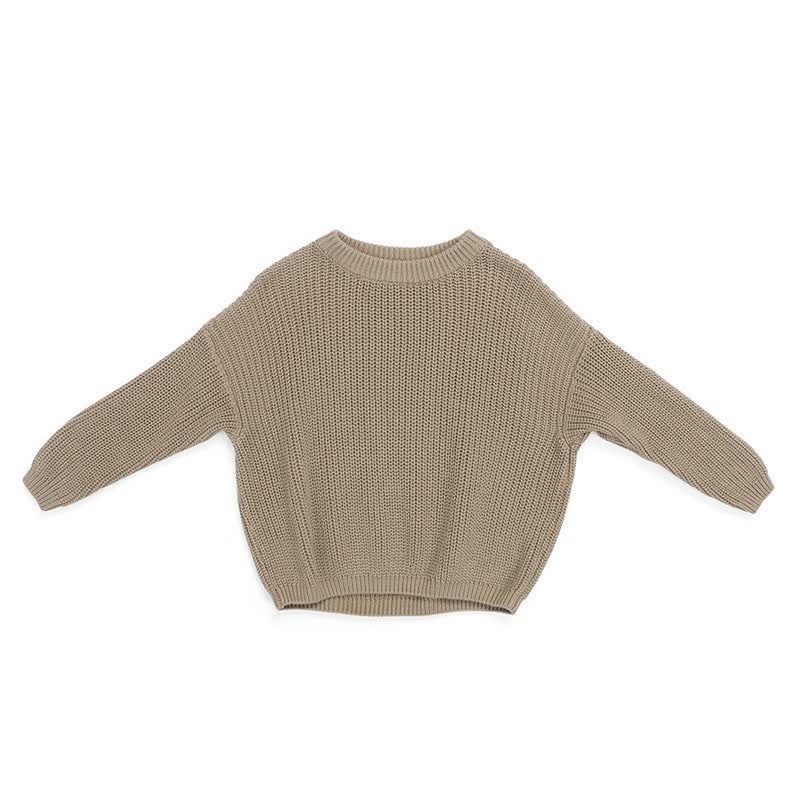 Maglione caldo tinta unita per neonati e bambini - Cachi chiaro - 5-6T - image 8