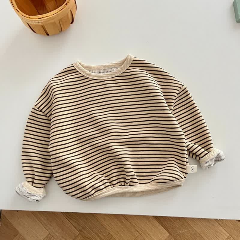 Maglietta casual a righe semplici per neonati e bambini - Beige - 5-7T - image 9