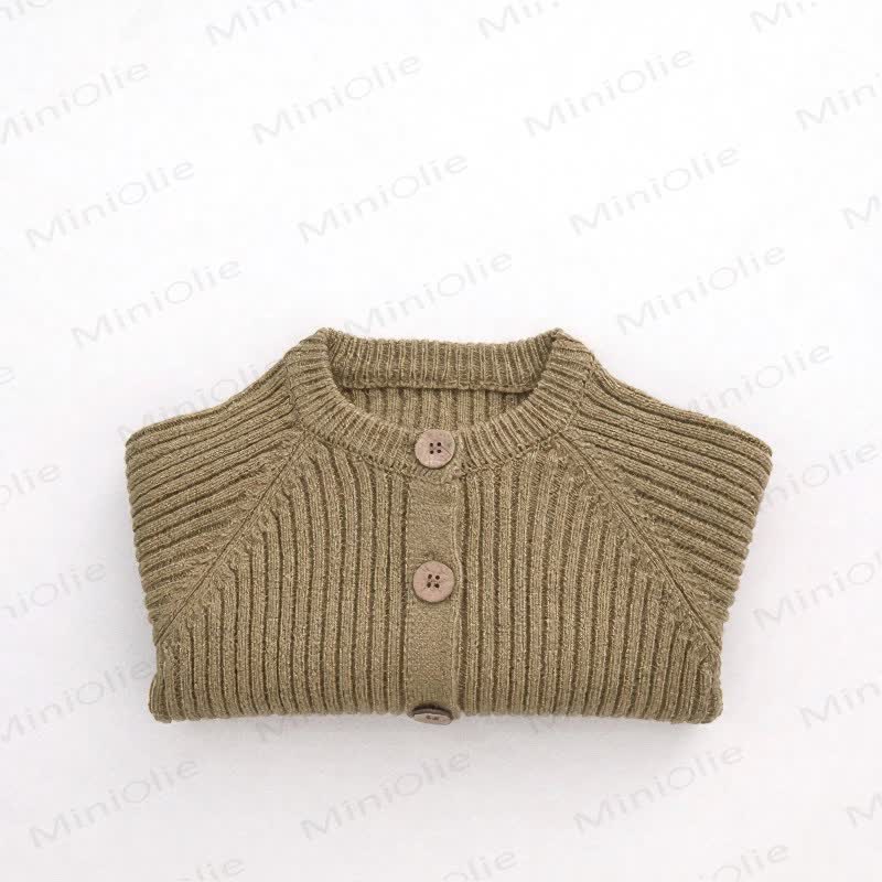 Cardigan maglione in maglia con bottoni per neonati e bambini piccoli - Verde - 6-7T - image 3